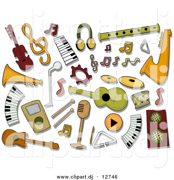 Vector Clipart of Music Instrument Icons - Digital Collage