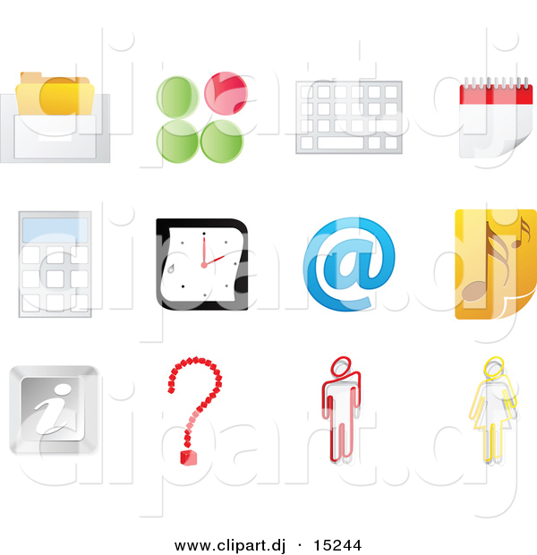 Vector Clipart of Music Note Icon Featured with 11 Office Related Website Icons
