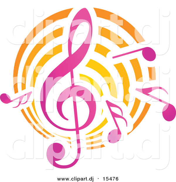 Vector Clipart of Music Notes and Clef