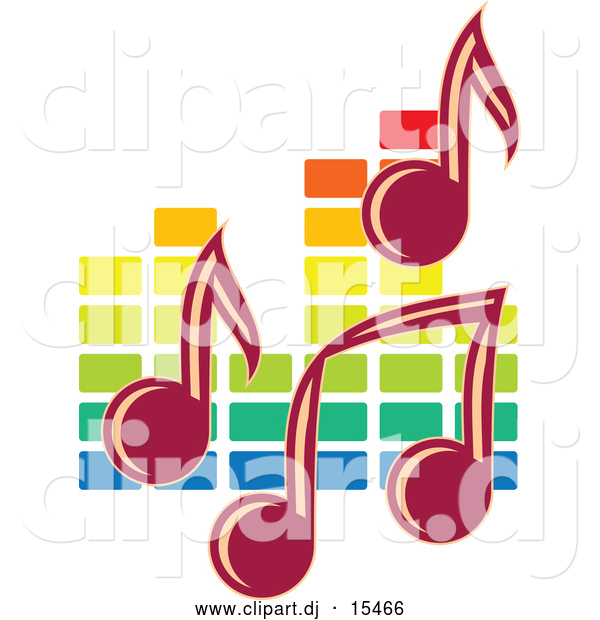 Vector Clipart of Music Notes over Colorful Equalizer Bars in the Background