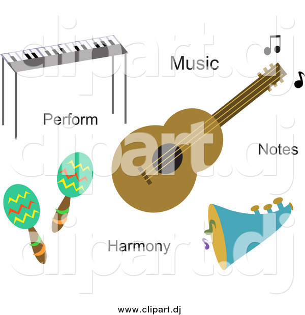 Vector Clipart of Musical Instruments and Words