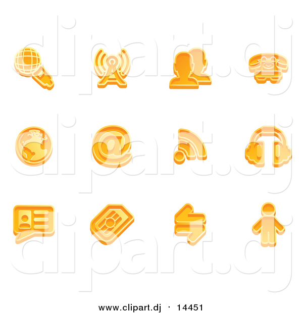Vector Clipart of Orange Communication Icons