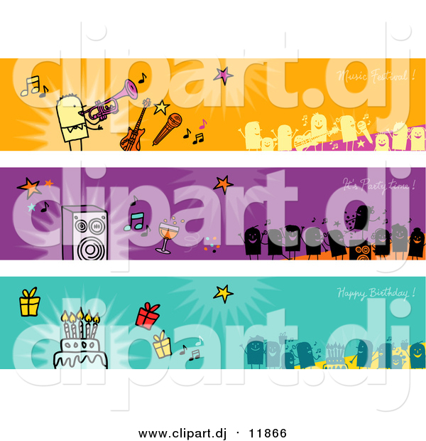 Vector Clipart of Party People Banners