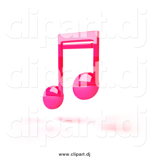 Vector Clipart of Pink 3d Music Notes and Shadow