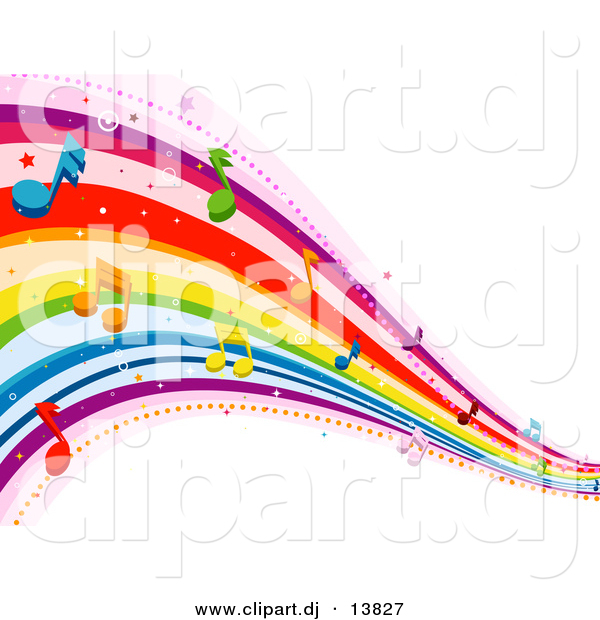 Vector Clipart of Rainbow Waves with Music Notes
