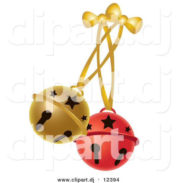 Vector Clipart of Red and Gold Jingle Bells