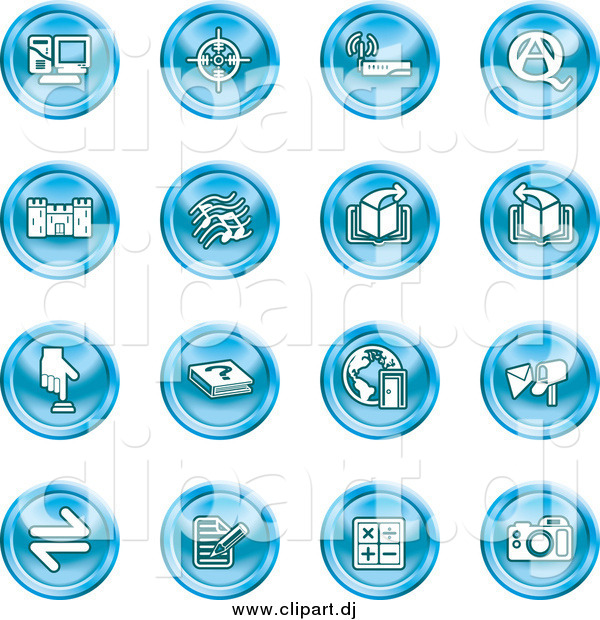 Vector Clipart of Round Blue Icons
