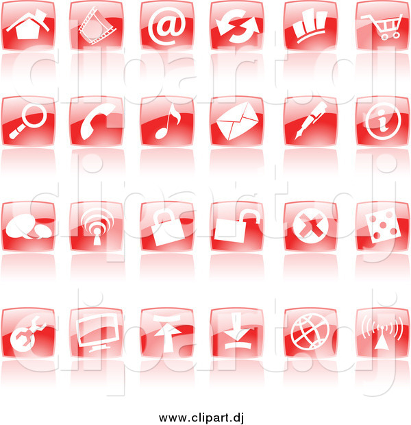 Vector Clipart of Shiny Red Square Website Icons