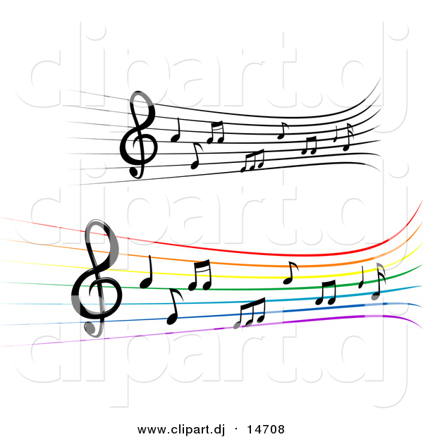 Vector Clipart of Staffs and Music Notes