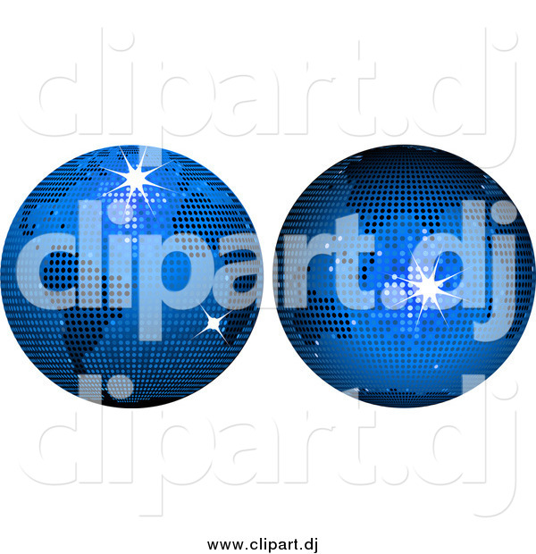 Vector Clipart of Two Blue Disco Ball Globes