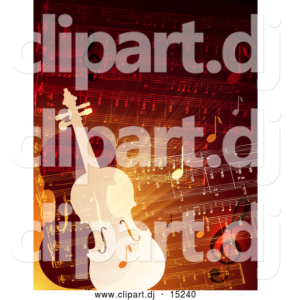 Vector Clipart of Two Violins over Sheet Music