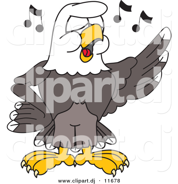 Vector of a Cartoon Bald Eagle Singing in Choir