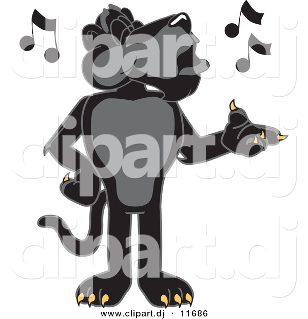 Vector of a Cartoon Black Jaguar Singing