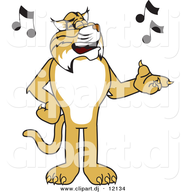 Vector of a Cartoon Bobcat Singing