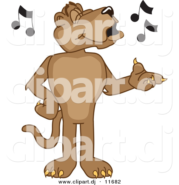 Vector of a Cartoon Cougar Singing