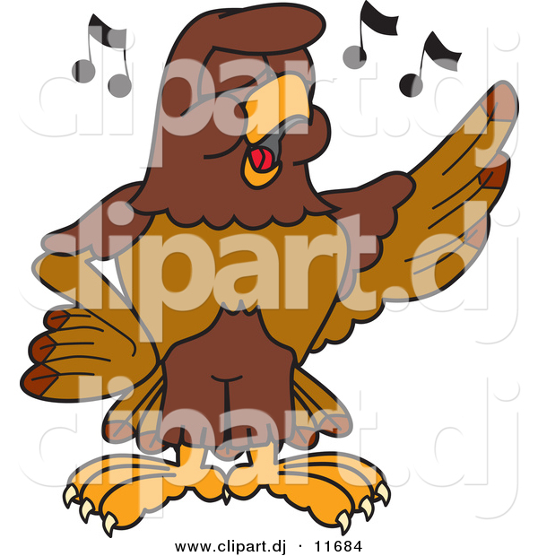 Vector of a Cartoon Falcon Singing