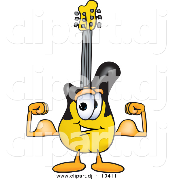 Vector of a Cartoon Guitar Flexing His Arm Muscles