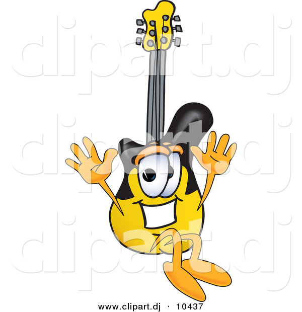 Vector of a Cartoon Guitar Jumping