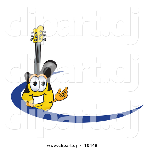Vector of a Cartoon Guitar Logo with a Blue Dash