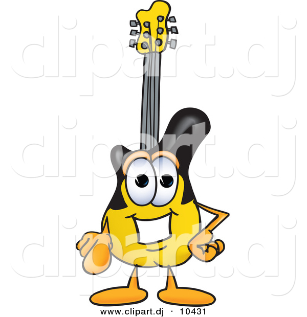 Vector of a Cartoon Guitar Pointing at the Viewer