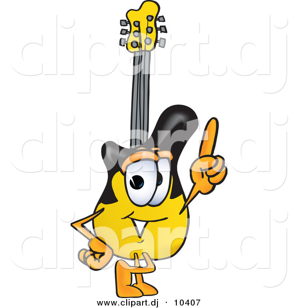 Vector of a Cartoon Guitar Pointing Upwards
