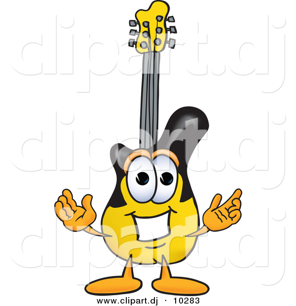 Vector of a Cartoon Guitar with Welcoming Open Arms