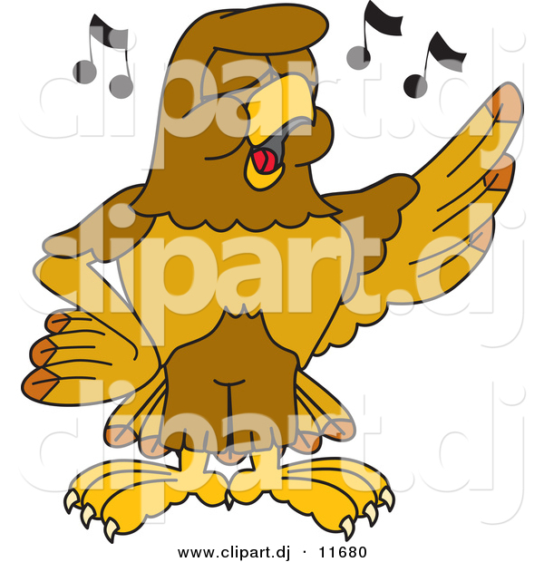Vector of a Cartoon Hawk Singing in Chorus