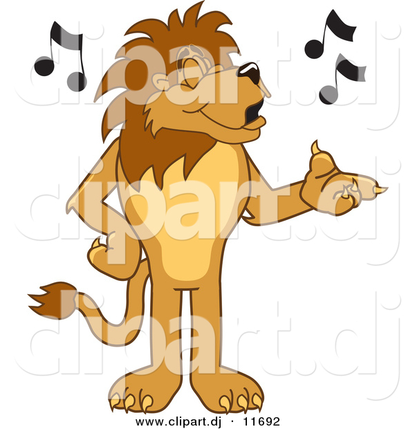 Vector of a Cartoon Lion Singing