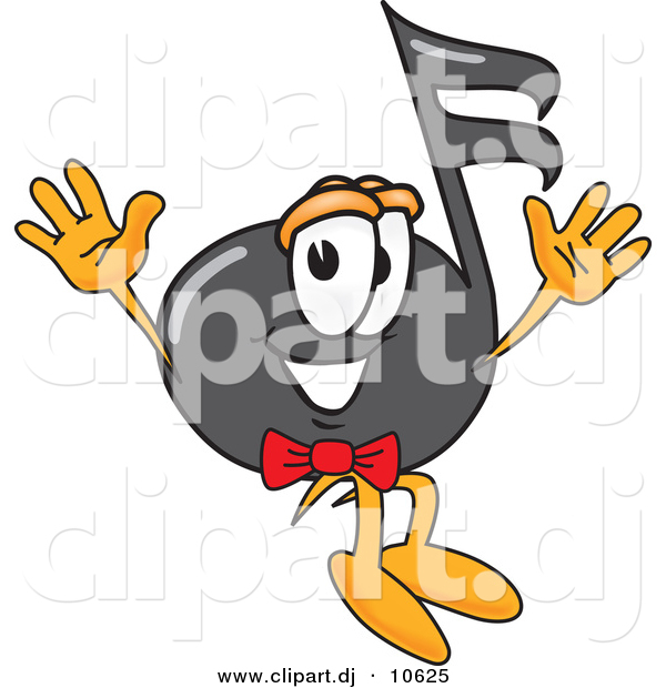 Vector of a Cartoon Music Note Jumping
