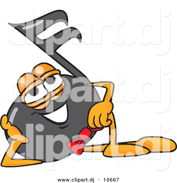 Vector of a Cartoon Music Note Resting His Head on His Hand