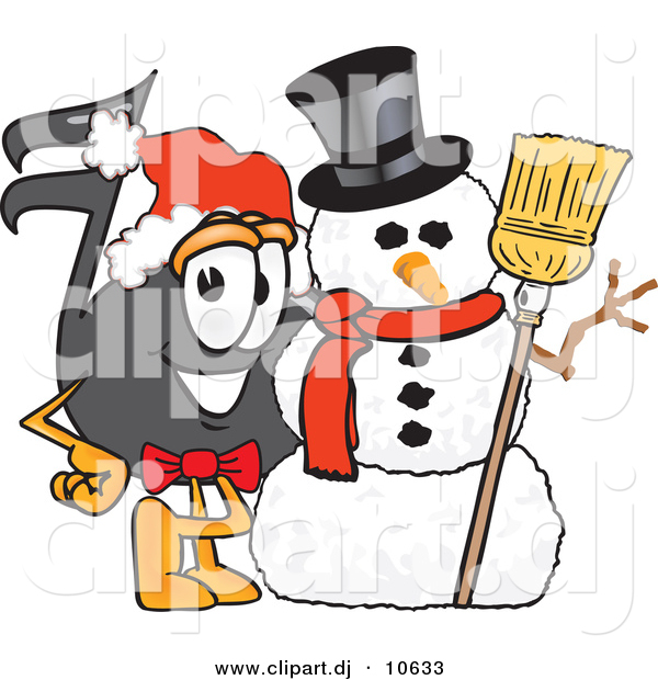 Vector of a Cartoon Music Note with a Snowman on Christmas