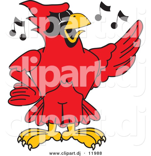 Vector of a Cartoon Red Cardinal School Singing