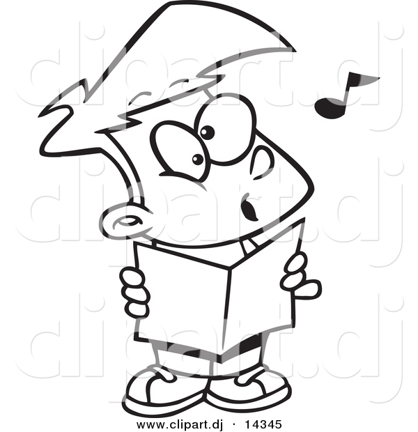 Vector of Cartoon Choir Boy Singing - Coloring Page Outline