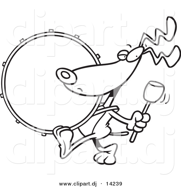 Vector of Cartoon Drummer Dog - Coloring Page Outline