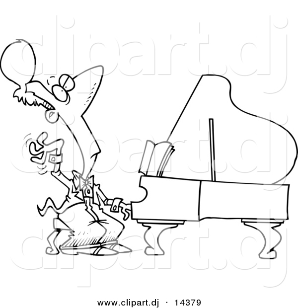 Vector of Cartoon Fancy Pianist - Coloring Page Outline