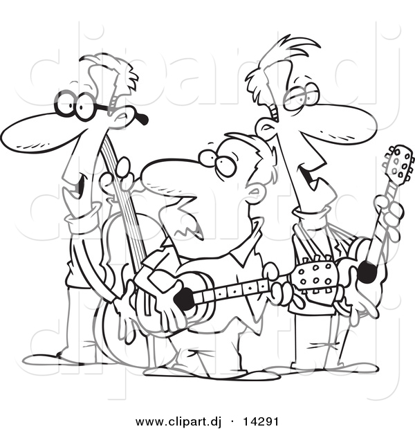 Vector of Cartoon Folk Music Band - Coloring Page Outline