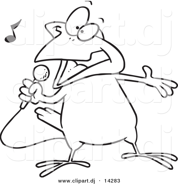 Vector of Cartoon Singing Canary - Coloring Page Outline