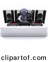 3d Clipart of a Dj Robot Mixing Records in Front of 4 Speaker Boxes by KJ Pargeter
