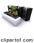 3d Clipart of a DJ Turtle Mixing Music with Speakers by KJ Pargeter