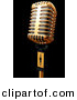 3d Clipart of a Gold Metal Microphone on Black by