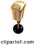 3d Clipart of a Gold Metal Microphone on White by