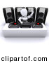 3d Clipart of a White Character Dj Waving While Mixing Music by KJ Pargeter