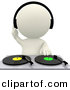 3d Clipart of a White DJ Mixing Dual Records by