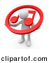 3d Clipart of a White Man Carrying Red Music Note Icon over His Shoulders by