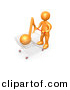3d Clipart of an Orange Man Shopping for Music with a Push Cart by