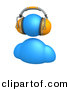 3d Vector Clipart of a Blue Avatar Character Wearing Orange Headphones by 3poD
