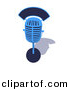3d Vector Clipart of a Blue Retro Microphone by