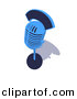 3d Vector Clipart of a Blue Retro Microphone on Stand by