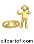 3d Vector Clipart of a Gold Guy Listening to Music by 3poD