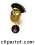 3d Vector Clipart of a Gold Metal Retro Microphone by